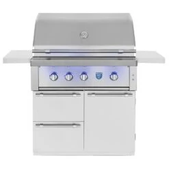 American Made Grills AMG-EST36-CART Estate 36-Inch Gas Grill With Infrared Searing Burner And Rotisserie Kit On Cart