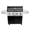 Saber R67CC1117 4-Burner Deluxe Freestanding Infrared Grill With Side Burner, Black, 40-Inches