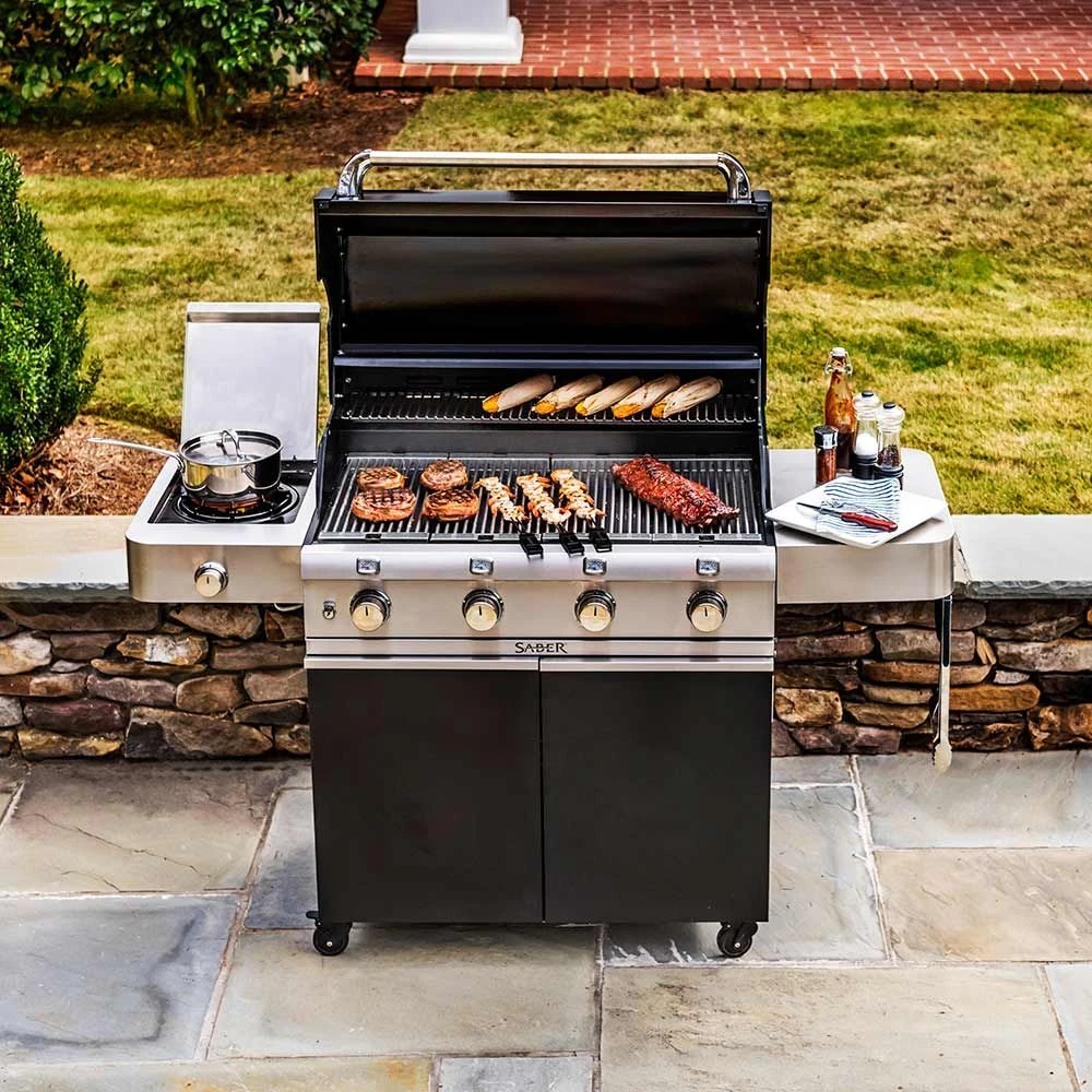Saber R67CC1117 4-Burner Deluxe Freestanding Infrared Grill With Side Burner, Black, 40-Inches 6 Saber R67CC1117 4-Burner Deluxe Freestanding Infrared Grill With Side Burner, Black, 40-Inches - Image 6
